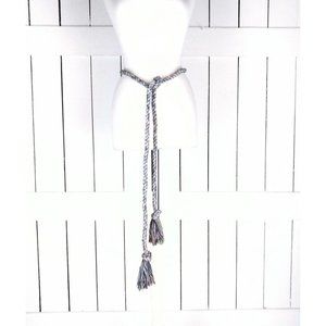 Woven braided rope knotted fringe tassel tie belt